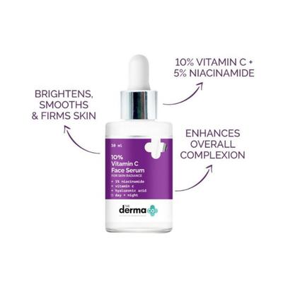 The Derma Co. 10 Percent Vitamin C Face Serum for Skin Radiance Day + Night 30 ml - Face Serum