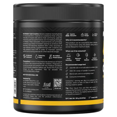 Nutrabay Gold Micronized Creatine Monohydrate Powder - Orange 120 g - Workout Essentials