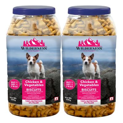 Wilderness Chicken and Vegetable Biscuits Dog 500 gm ( Buy 1 get 1 Free) 1's - Petfood