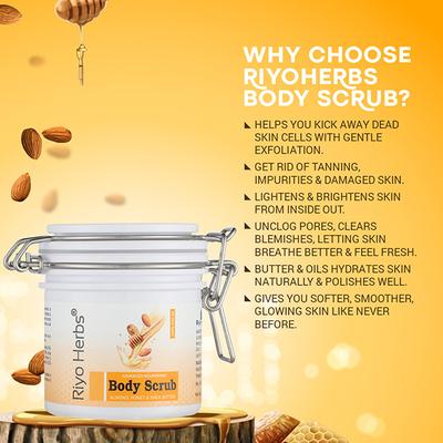 Riyo Herbs Advanced Nourishing Body Scrub with Almond Honey & Shea Butter 200 gm - Scrubs & Exfoliants
