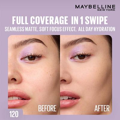 Maybelline New York Super Stay Flex Powder Foundation, 120, 30H Full Cover, Oil-Control 9 gm - Foundation