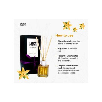 Love Earth Premium Reed Diffuser Vanilla Aromatherapy Lasting Fragrance 30 ml - Diffuser