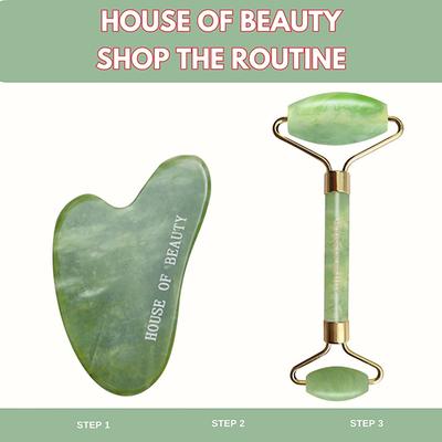 House of Beauty Jade Roller For Oily Skin Helps Tone, Tighten, Depuff Face & Under Eyes 1's - Derma Rollers