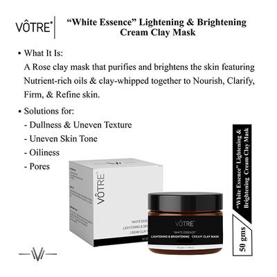 Votre Lightening & Brightening Cream Clay Mask - White Essence 50 gm - Face Creams