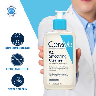 CeraVe SA Smoothing Cleanser For Dry, Rough & Bumpy Skin, Face wash with Salicylic Acid & Ceramides 236 ml - Face Washes