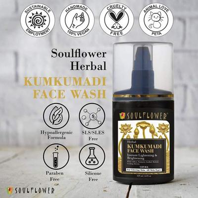 Soulflower Herbal Kumkumadi Face Wash with Saffron Turmeric Gudhal 100ml - Face Wash & Cleansers