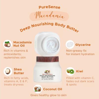 PureSense Relaxing Macadamia Deep Nourishing Body Butter 140ml - Essential Oils
