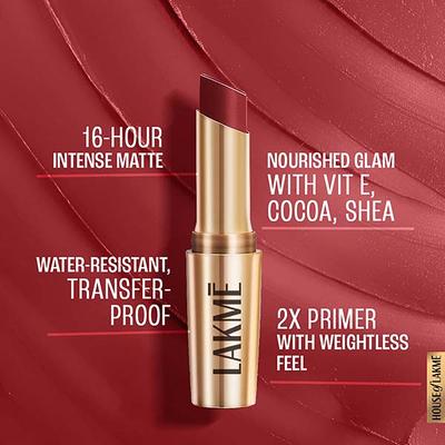 Lakme 9to5 Powerplay Priming Matte Lipstick, Lasts 16hrs, Cherry Chic, 3.6 gm - Lipsticks