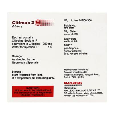 Citimac 250mg Injection 2ml - Nootropics And Neurotrophics