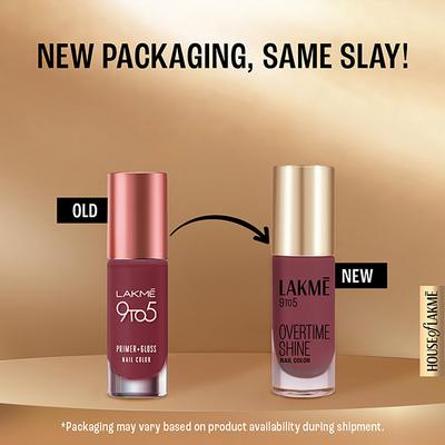 Lakme 9 To 5 Primer + Gloss Nail Color Mulberry Bush 6 Ml - Nail Polish