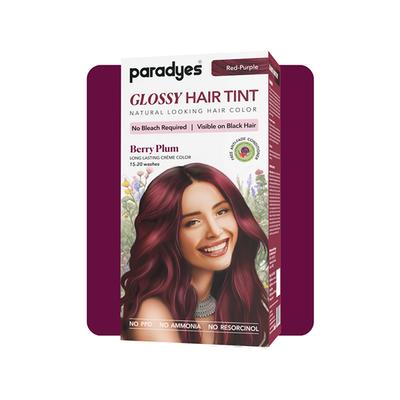 Paradyes Semi-Permanent Berry Plum Glossy Hair Tint, Enriched with Herbal Extracts Red\-Purple 160 gm - Crème