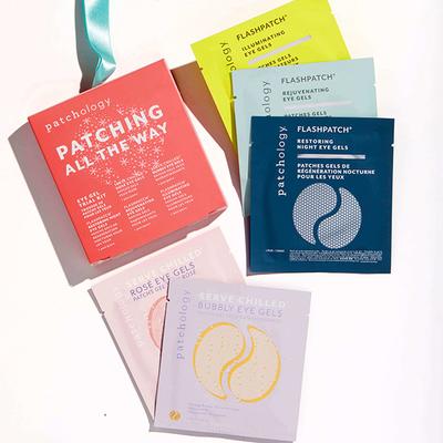 Patchology Patching All The Way Kit - 1- Flashpatch Rejuvenating Eye Gels, 1- Flashpatch Restoring Night Eye Gels, 1- Flashpatch Illuminating Eye Gels, 1- Serve Chilled BuBBly Eye Gels, 1- Serve Chilled on Ice Firming Eye Gels 5's - Eye Gels & Roll-On