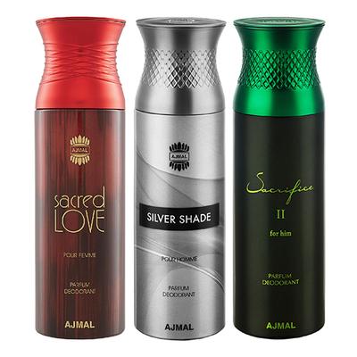 Ajmal Sacredlove Silvershade Sacrifice II Deodorant Spray (Pack of 3) 200 ml - Perfumes (Edt/Edp)