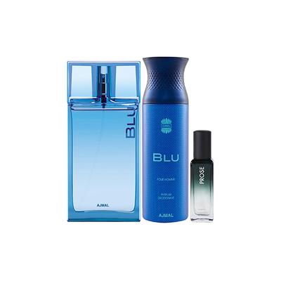Ajmal Blu EDP & Blu Perfume Deo & Prose EDP Pack of 3 20 ml - Women Perfumes (Edt/Edp)