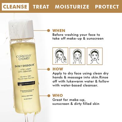 Conscious Chemist Ultra Light Oil To Foam Face Cleanser, Gently Removes Waterproof Makeup & Impurities 100ml - Face Wash & Cleansers