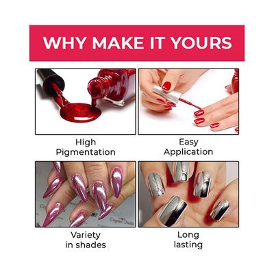 Matt Look Mirror Nail Chrome, Red - NP-05- A 12ml - Nail Polish