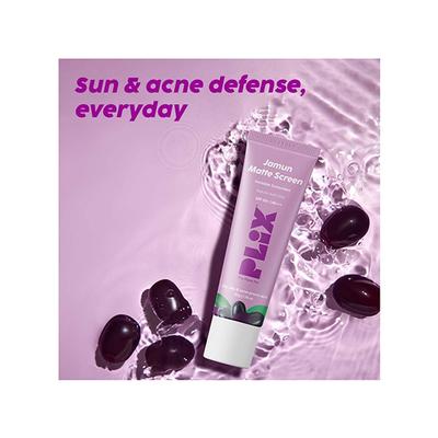PLIX 0.1% Salicylic Acid Jamun Mattifying Lightweight Sunscreen SPF50+ PA+++, UVA, UVB Shield, Acne Reduction & Hydration for Women & Men, Suitable for All Skin Types 50 gm - Face Sunscreen