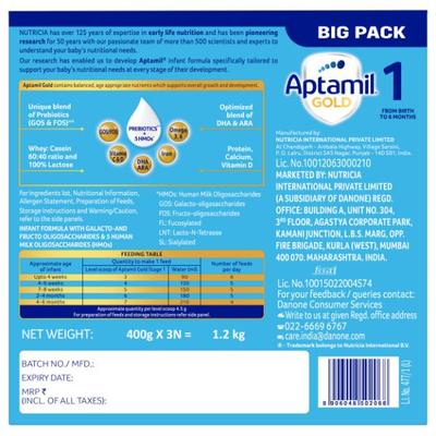 Aptamil Gold Infant Formula Stage 1 Powder (Upto 6 months) 1.2 kg - Baby And Infant Supplements