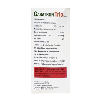 GABATRON TRIO Tablet 10's - Neuropathic Pain-Dru