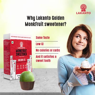 Lakanto Monkfruit Sweetener (Combo Pack Of Golden 2X (30's X 2.5 g) + Golden 200 g) 1's - Sugar Substitute