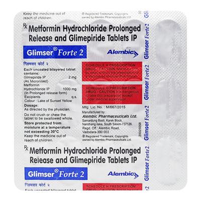 Glimser Forte 2mg Tablet 15'S - Diabetes-Ant