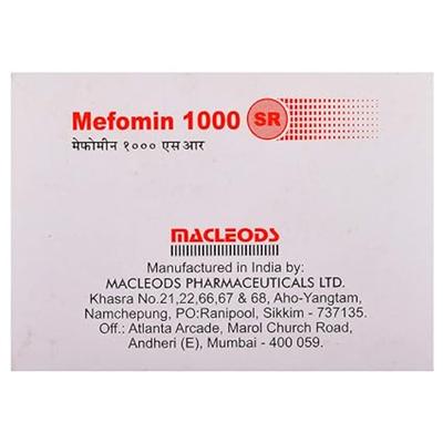 Mefomin SR 1000mg Tablet 10'S - Diabetes-Ant