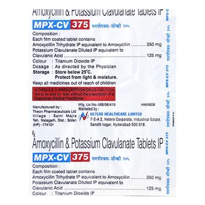 MPX CV 375mg Tablet 6'S - Bacterial Infections-Pen