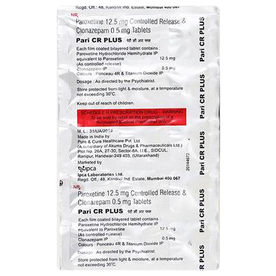PARI CR PLUS Tablet 15's - Anxiety-Anx