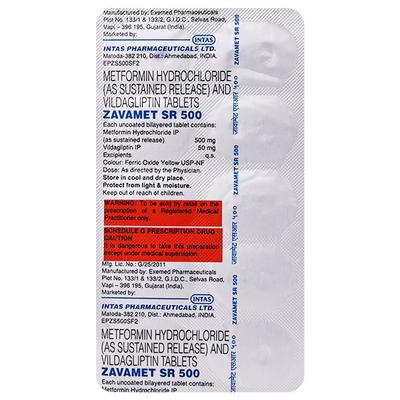 ZAVAMET SR 500 Tablet 10's - Diabetes-Ant