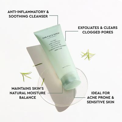 The Face Shop Tea Tree Pore Clarifying Gel Cleanser - Korean Face Wash with Salicylic Acid - 150ml - Scrubs & Exfoliants