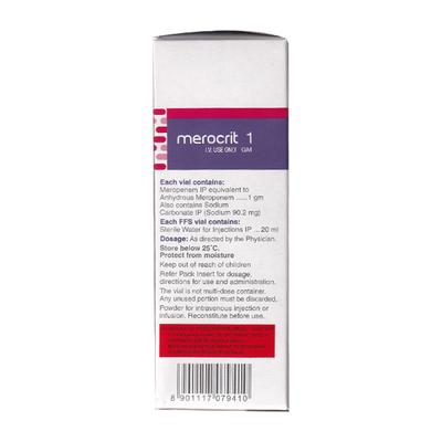 MEROCRIT 1gm Injection 1's - Bacterial Infections-Cep