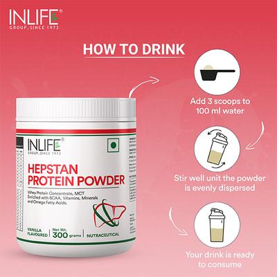 INLIFE Hepstan Protein Powder - Vanilla Flavour 300 gm - Protein Drink