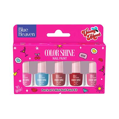 Blue Heaven Color Shine Mini Nail Polish Kit, Vacay Mood, Glossy Gel Finish, 25Ml 5's - Nail Polish