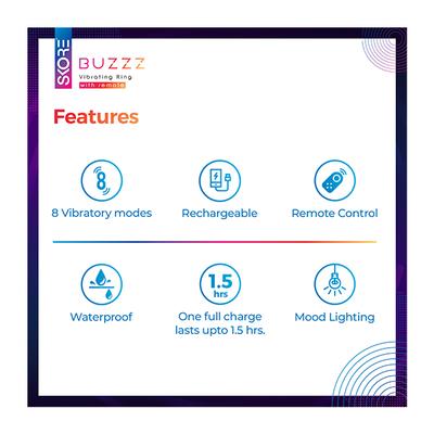 Skore Buzz Vibrating Ring With Remote & 8 Vibrating Mode 1's - Massagers And Vibrators