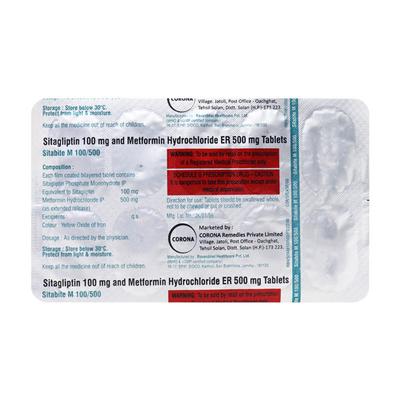 SITABITE M 100/500 Tablet 10's - Diabetes-Ant