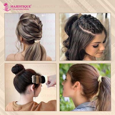 Majestique Soft Cotton Stretchable Rubber Band Hair Ties Ponytail Holder Hair Scrunchies Head Band - Multicolor 12's - Hair Clips/Bands