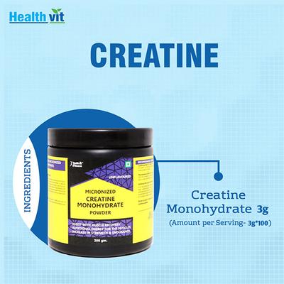Healthvit Fitness Micronised Creatine Monohydrate Powder 300 gm - General Health