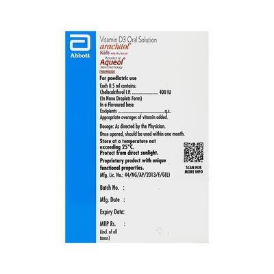 Arachitol Kids 400IU Pineapple Flavour Oral Solution 15ml - Supplements-Vit