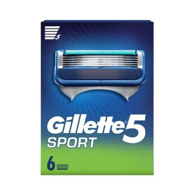 Gillette Sport 5-Blade No Slip Aquagrip Men's 75g Cartridges 6's - Razors & Cartridges