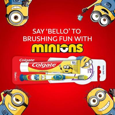 Colgate Minions (6+ Years) Extra Soft Toothbrush 1's + Toothpaste (Bubble Fruit Flavour) 40 g - Toothbrushes