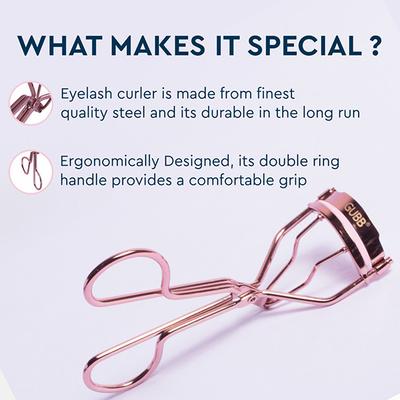 Gubb Eyelash Curler Rose Gold Color + Gubb Eyelash Set Party Style 1's - Rollers & Curlers