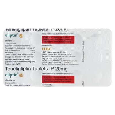 ELIPTIN 20 Tablet 15's - Diabetes-Ant