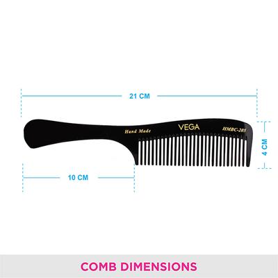 Vega Handcrafted Black Comb (HMBC - 205) 1's - Hair Combs