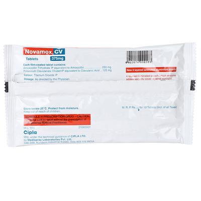 Novamox CV 375mg Tablet 10'S - Bacterial Infections-Pen
