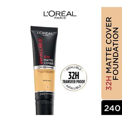 L'Oreal Paris Infallible 32H Matte Cover Liquid Foundation - 240 Warm Undertone 30 ml - Foundation