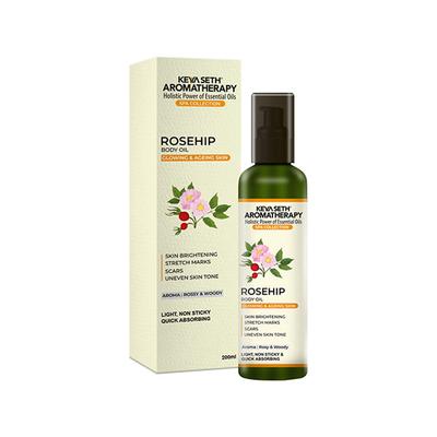 Keya Seth Aromatherapy Rosehip Body Oil, Glowing, Ageing and Brighter Skin, Reduces Stretch Marks, Scars 200 ml - Massage Oils