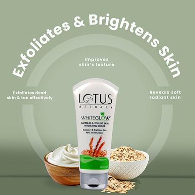 Lotus Herbals WhiteGlow Oatmeal & Yogurt Skin Whitening Scrub - 100 gm - Scrubs & Exfoliants