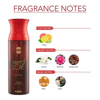 Ajmal Raindrops & Sacredlove & Sacrifice II Deodorant Spray - For Men & Women (Pack Of 3) 200 ml - Perfumes (Edt/Edp)