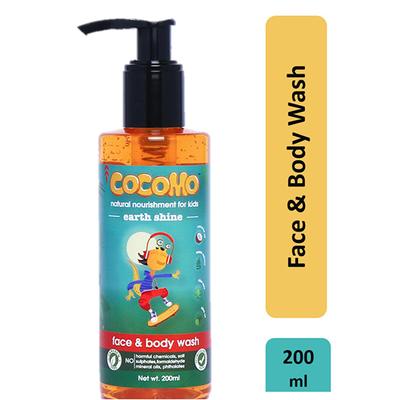 Cocomo Natural Kids Face and Body Wash Citrus Fragrance Hydrates and Nourishes Skin Earth Shine 200 ml - Baby Body Wash