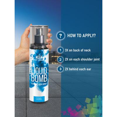 St. John Liquid Bomb Cool Body Spray - Pack of 4 x 150 ml - Men Deodorants/Roll-Ons